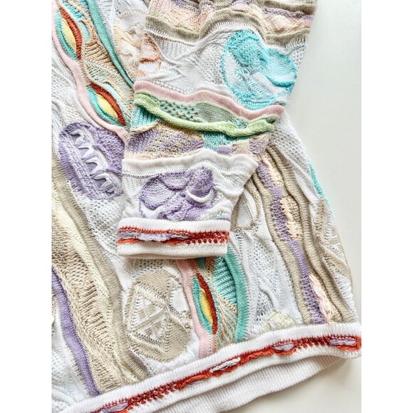 Vintage 90's COOGI White Pastel Easter Egg Cotton Knit Sweater, Size S - Picture 8 of 12